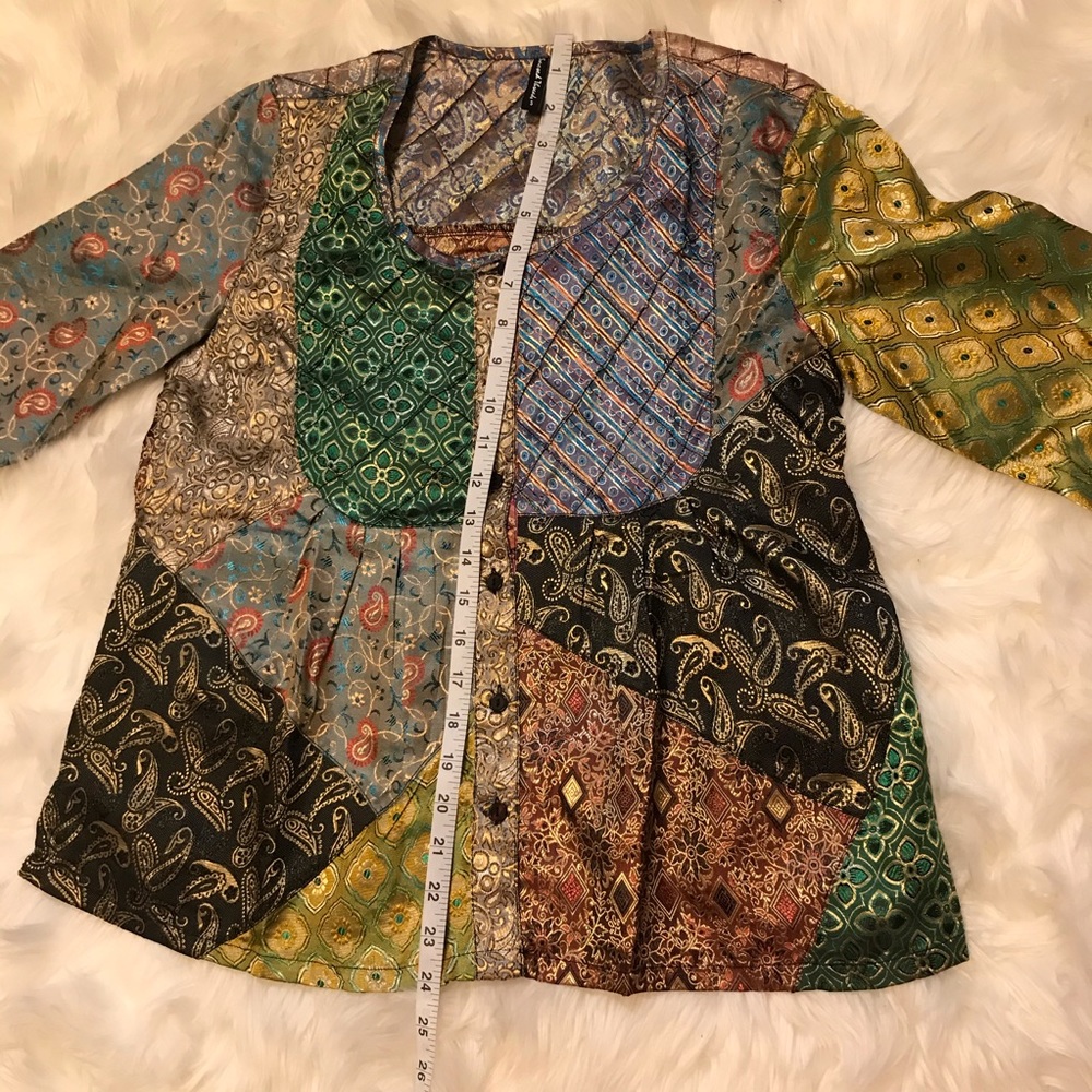 Sacred Threads Bohemian Indian silk beautiful colorful patchwork pattern - Picture 9 of 11